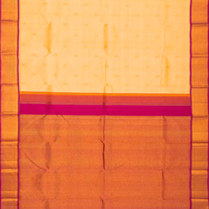 Sandal Handloom Kanchipuram Korvai Silk Saree With Floral Motifs