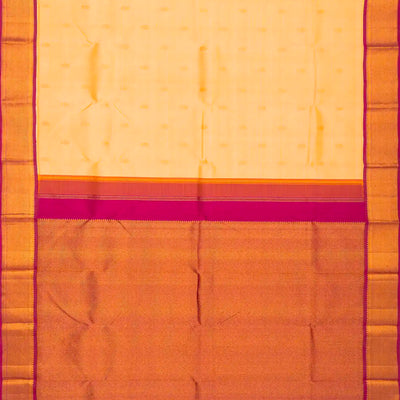 Sandal Handloom Kanchipuram Korvai Silk Saree With Floral Motifs