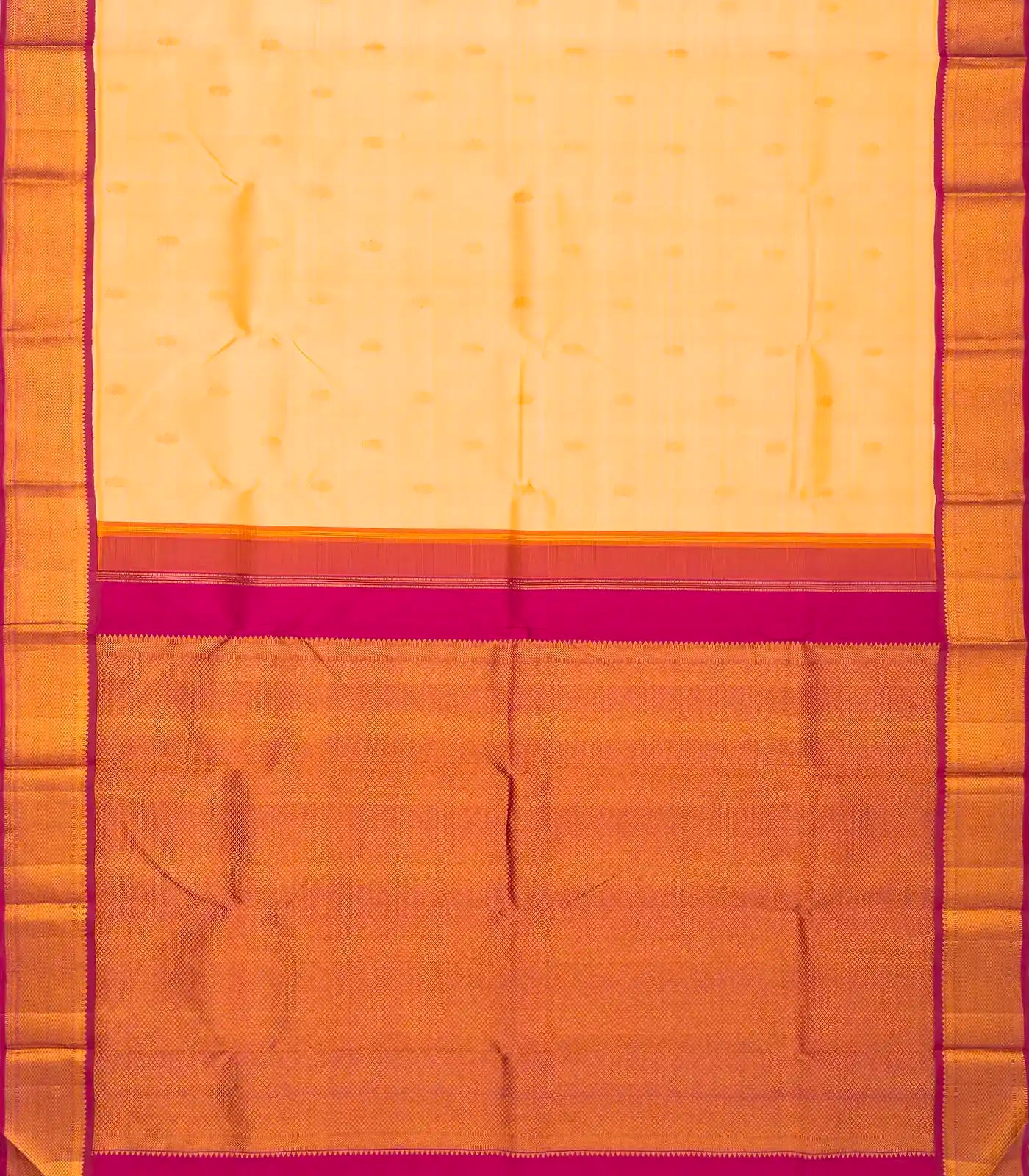 Sandal Handloom Kanchipuram Korvai Silk Saree With Floral Motifs