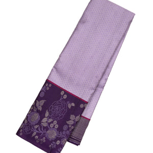 Lavender Handloom Kanchipuram Korvai Silk Saree With Geometric Motifs