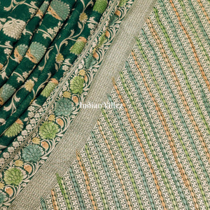 Rama Green Pure Banarasi Khaddi Georgette Saree