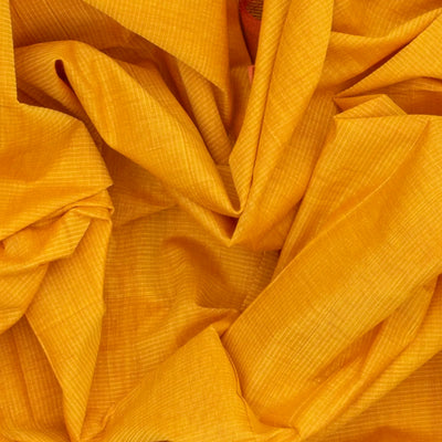 Mustard Mangalagiri Cotton Saree With Stripes & Zari Border
