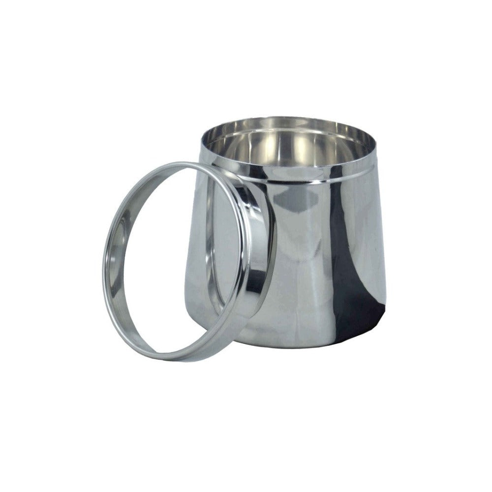 Mirror Stainless Steel Conical Dabba with See Through Glass lid | Silver | 1 Pc