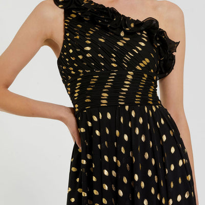 Mac Duggal 49941 Long A Line Formal Polka Dot Prom Dress