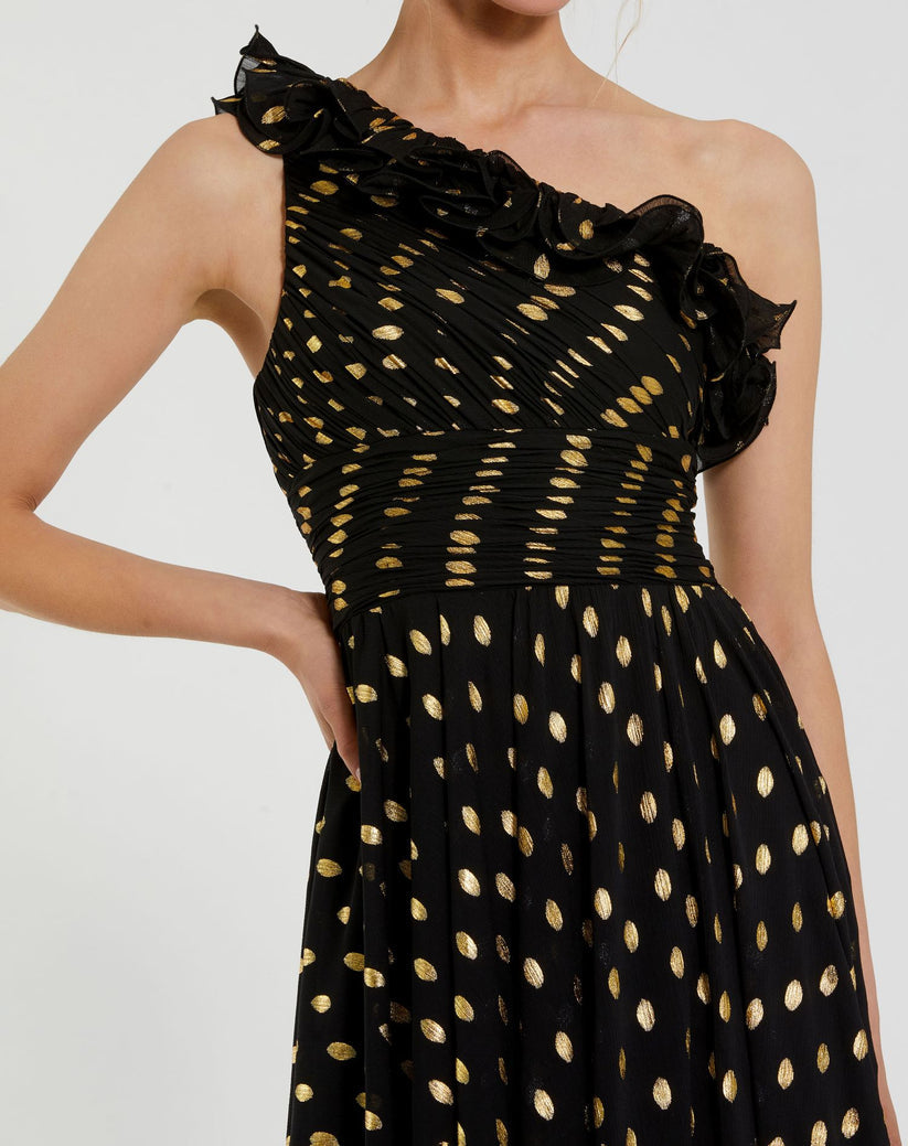 Mac Duggal 49941 Long A Line Formal Polka Dot Prom Dress