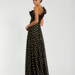 Mac Duggal 49941 Long A Line Formal Polka Dot Prom Dress