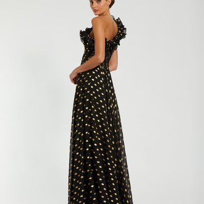 Mac Duggal 49941 Long A Line Formal Polka Dot Prom Dress