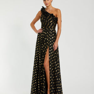 Mac Duggal 49941 Long A Line Formal Polka Dot Prom Dress