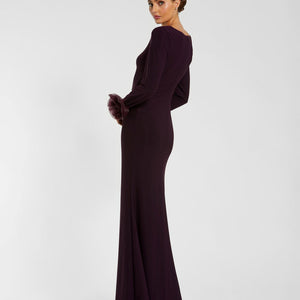 Mac Duggal 49949 Long Sleeve 3D Flowers Fitted Formal Evening Dress