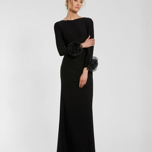 Mac Duggal 49949 Long Sleeve 3D Flowers Fitted Formal Evening Dress