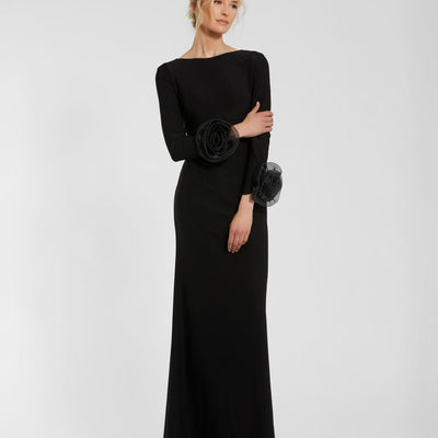 Mac Duggal 49949 Long Sleeve 3D Flowers Fitted Formal Evening Dress