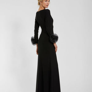 Mac Duggal 49949 Long Sleeve 3D Flowers Fitted Formal Evening Dress
