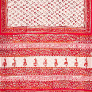 White Woven Jaipur Cotton Saree Printed And Flower  Motifs