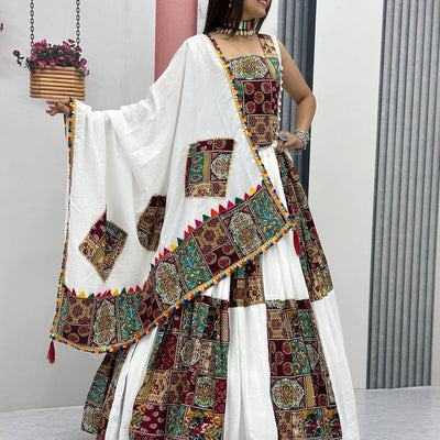 Pure Cotton White Concept Navratri Special Chaniya Choli