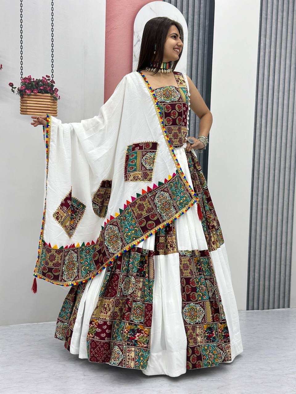 Pure Cotton White Concept Navratri Special Chaniya Choli