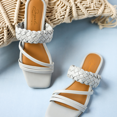 Sky Heart Open Toe Flats