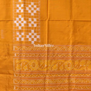 Mustard Yellow Pasapali Theme Pure Sambalpuri Silk Saree