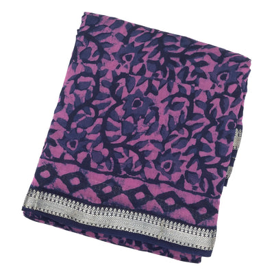 Purple Chanderi Cotton Saree Printed With Floral Motifs