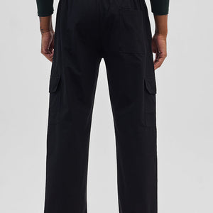 Black Relaxed Fit Parachute Pants