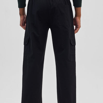 Black Relaxed Fit Parachute Pants