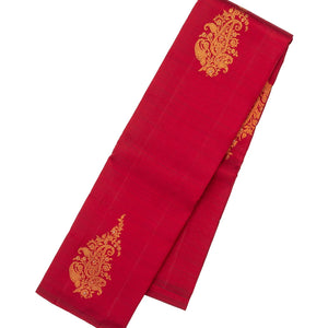 Crimson Handloom Kanchipuram Silk Saree With Mango Buttas