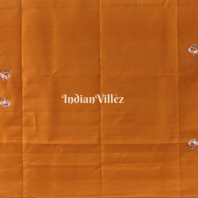 Red Mustard Yellow Marriage Theme Hand-Painted Pattachitra Saree