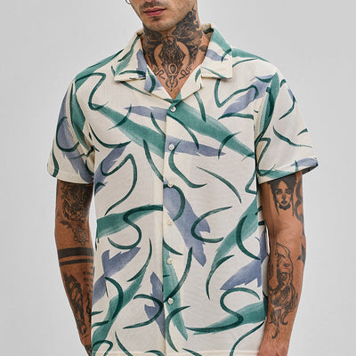 Cream Abstract Box Fit Shirt