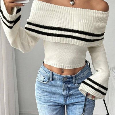 Mayfair Woolen Sweater with Offshoulder Detail