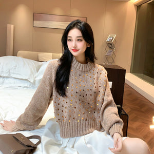Adele Statement Woolen Sweater with Sequin Detail