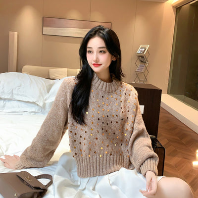 Adele Statement Woolen Sweater with Sequin Detail