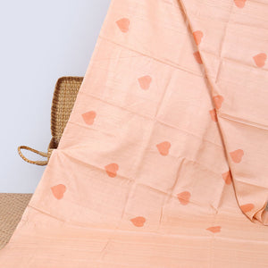 Borderless Orange all over heart motifs tussar saree