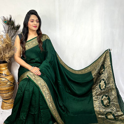 Dola Silk Golden Zari Border Saree