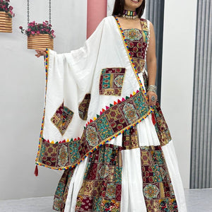 Pure Cotton White Concept Navratri Special Chaniya Choli