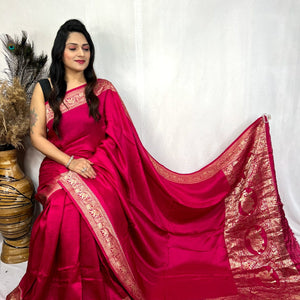 Dola Silk Golden Zari Border Saree