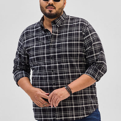 Charcoal Grey Checks Regular Fit Shirt