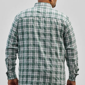 Green Checks Linen Blend Shirt
