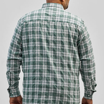 Green Checks Linen Blend Shirt
