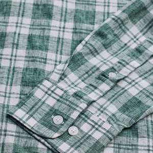 Green Checks Linen Blend Shirt