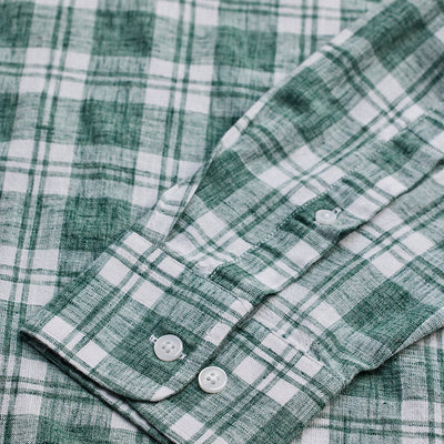 Green Checks Linen Blend Shirt