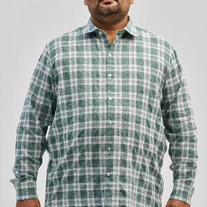 Green Checks Linen Blend Shirt