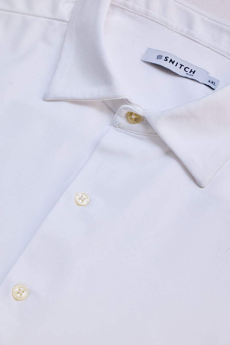 White Regular Fit Stretch Shirt