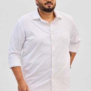 White Regular Fit Stretch Shirt