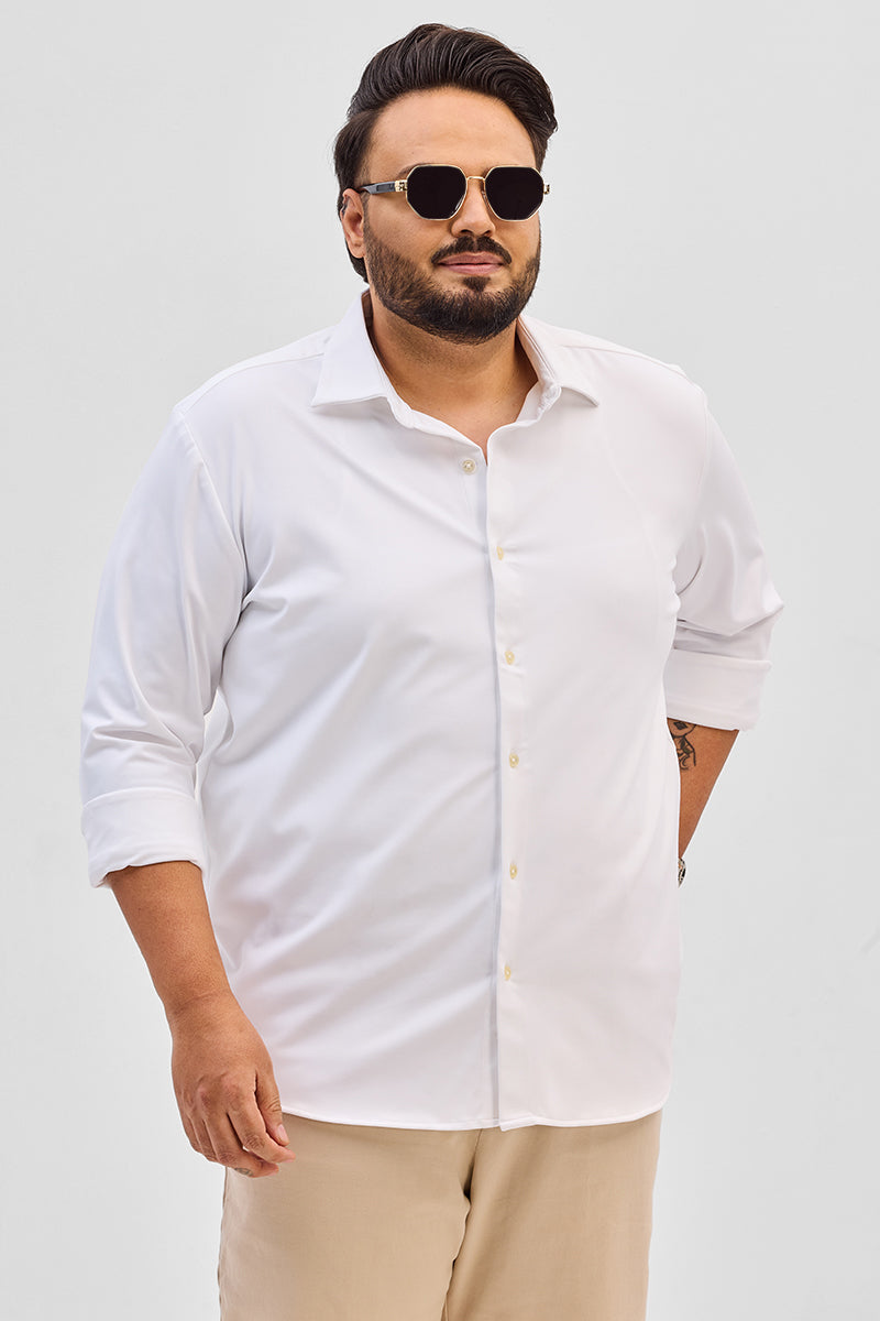 White Regular Fit Stretch Shirt