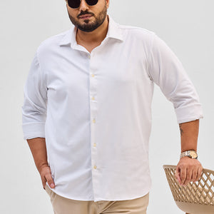 White Regular Fit Stretch Shirt