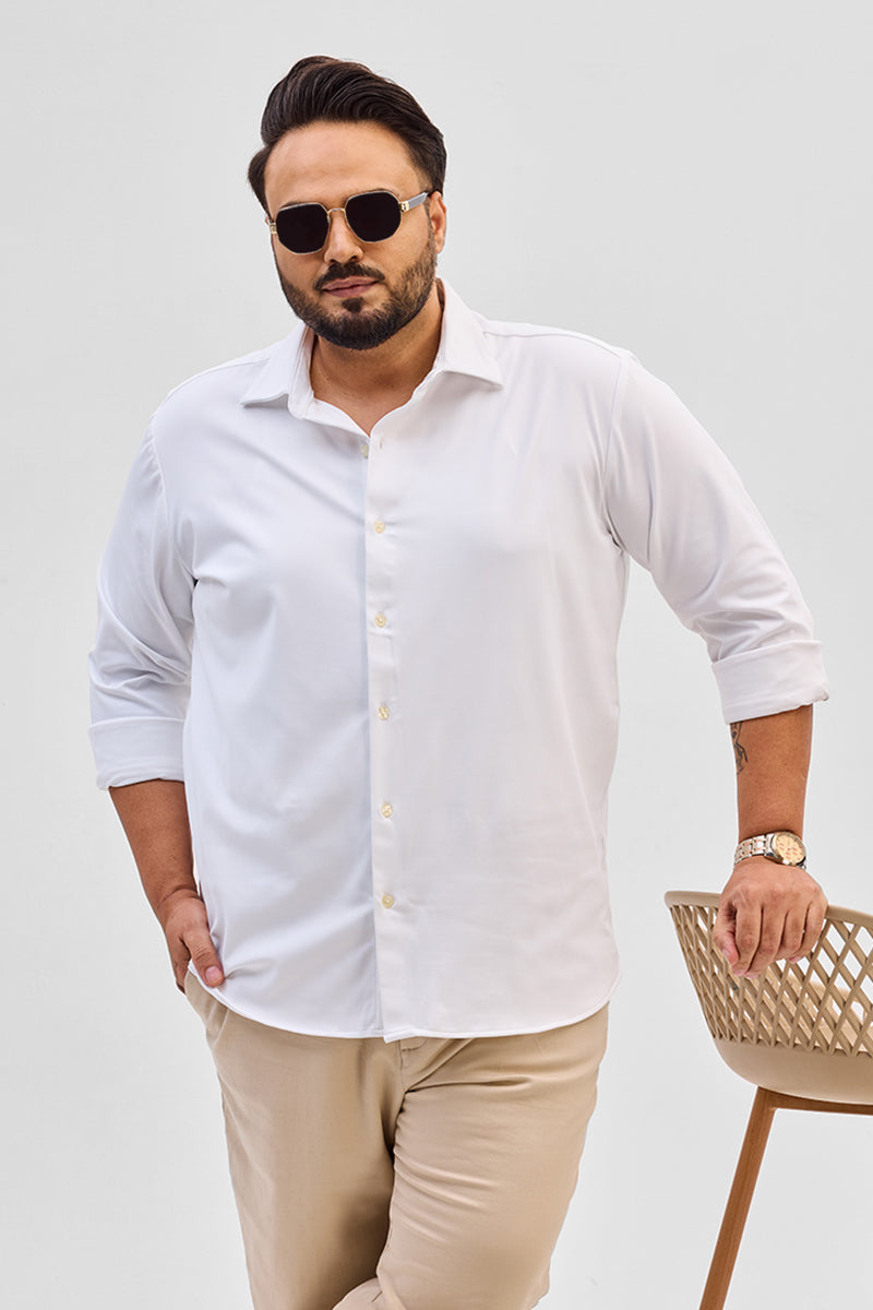 White Regular Fit Stretch Shirt