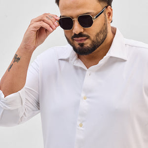 White Regular Fit Stretch Shirt