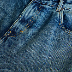 Denim Blue Distressed Baggy Fit Jeans