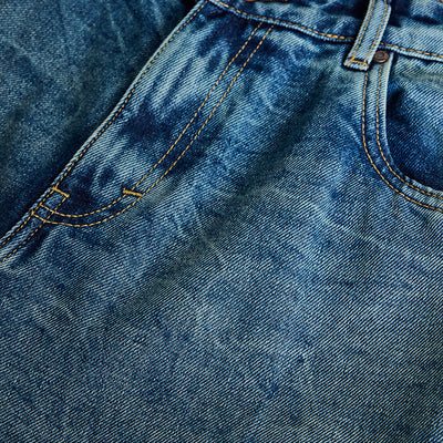 Denim Blue Distressed Baggy Fit Jeans