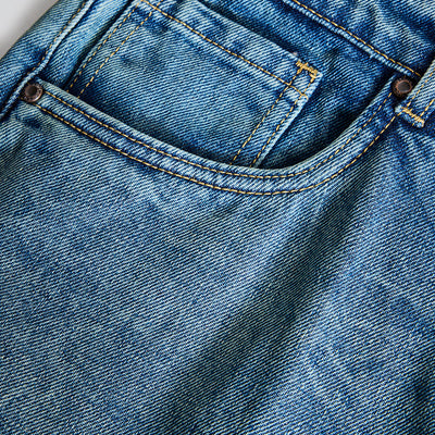 Denim Blue Distressed Baggy Fit Jeans