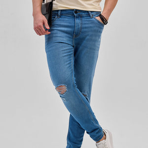 Blue Distressed Skinny Fit Jeans